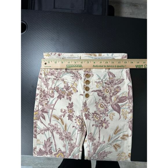 Anthropologie Floral Boot Cut Jeans - Cream and Brown - Picture 5 of 13